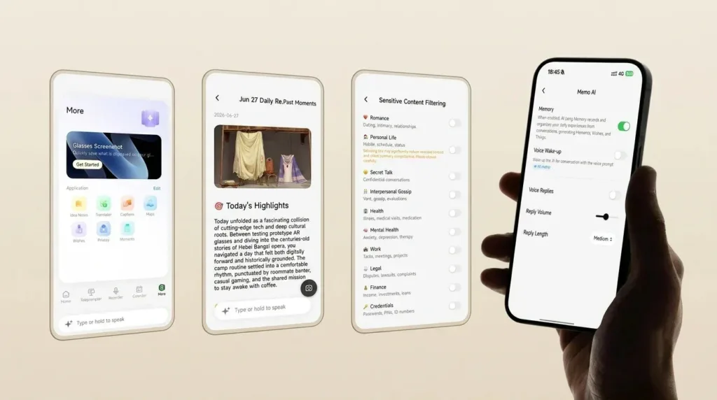 Memo+ cho MemoMind One: Kính AI ghi nhớ giúp bạn không quên